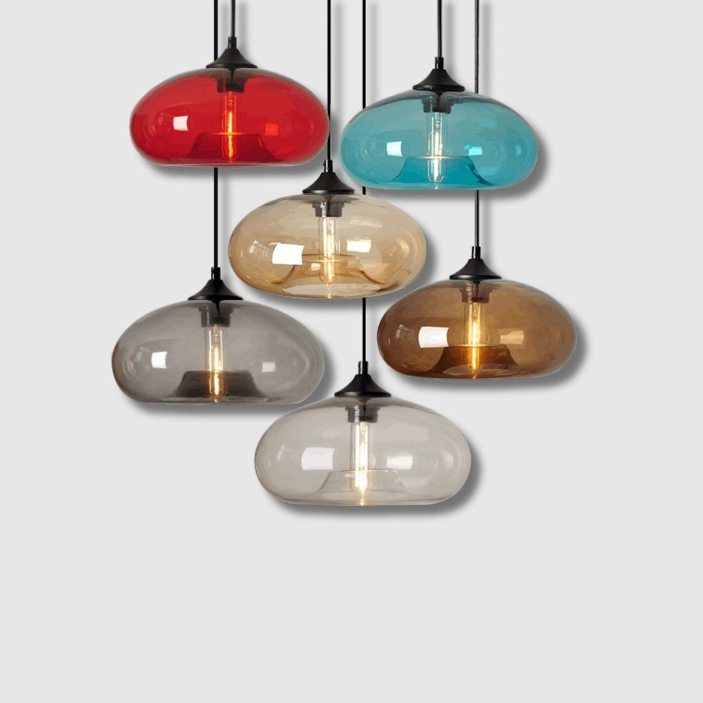 Glass ceiling lamps in different colors
