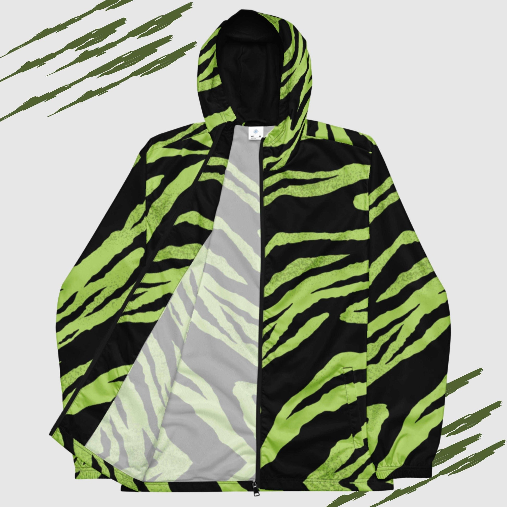 Men’s Green Tiger Pattern Windbreaker
