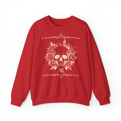 Unisex Vintage Skull Heavy Blend Crewneck Sweatshirt red front