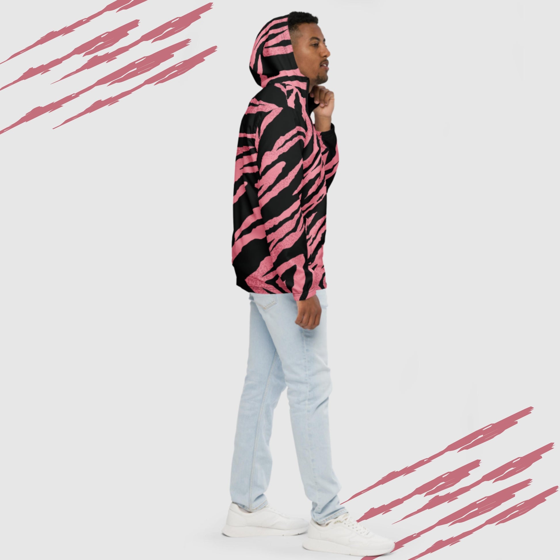 Men’s Pink Tiger Pattern Windbreaker