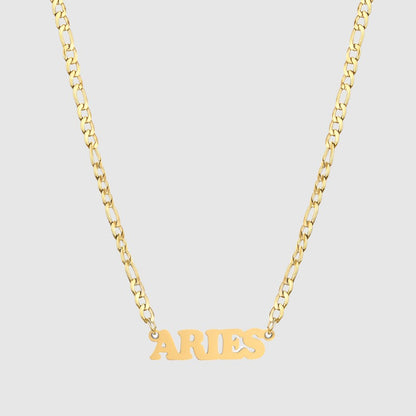 Stainless Steel 18K Gold Simple Twelve Constellations Horoscope Sign Necklace