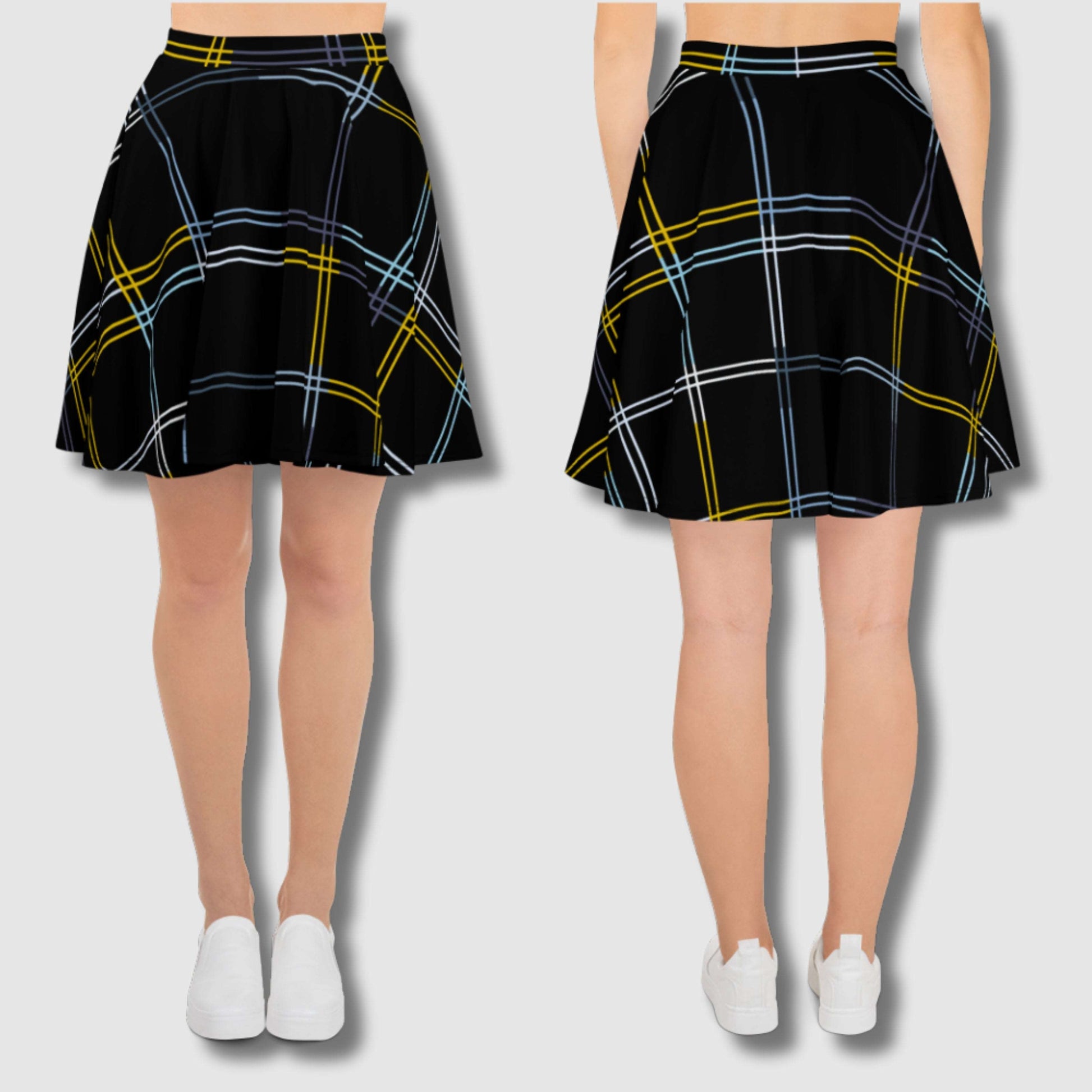 Black Checkered Skater Skirt
