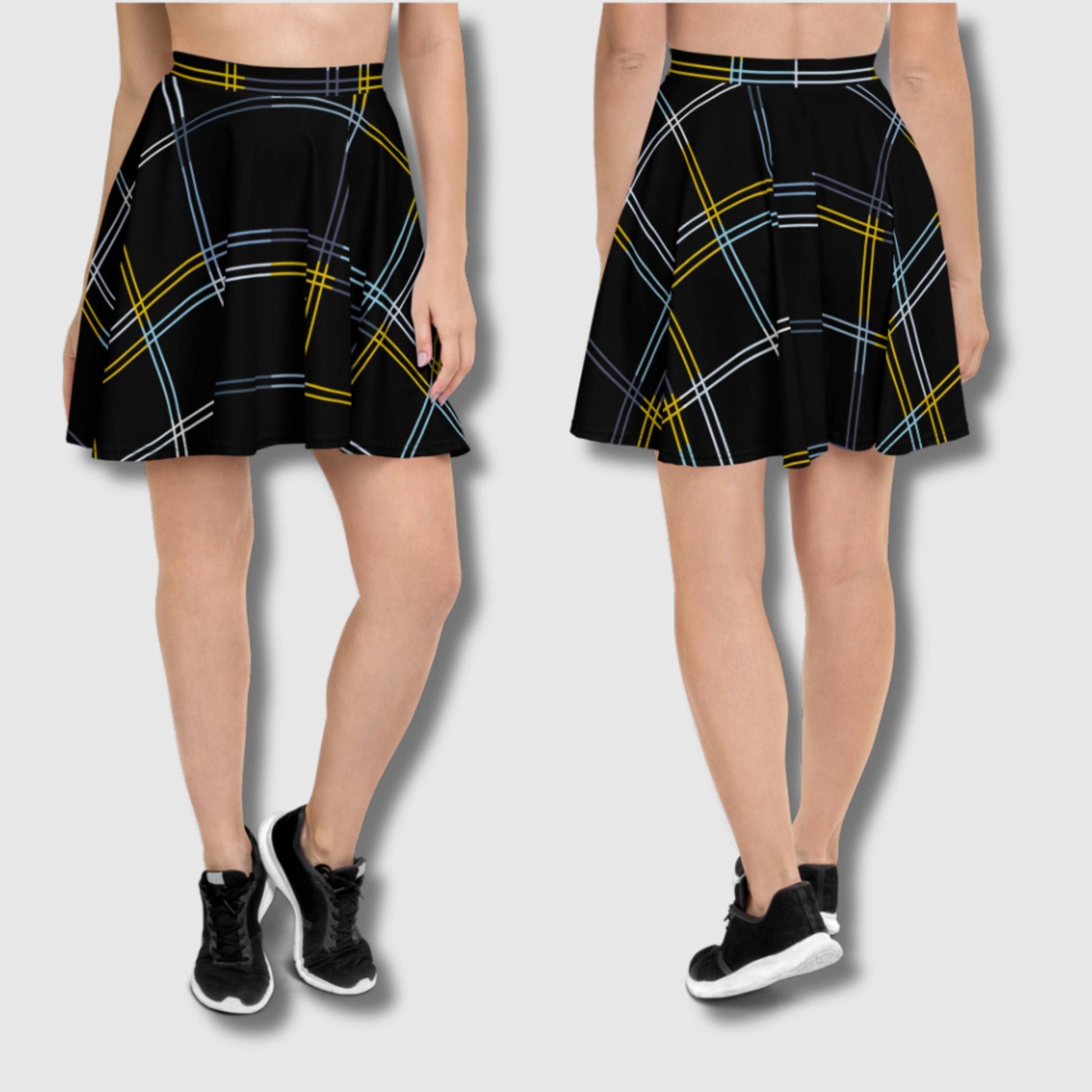 Black Checkered Skater Skirt