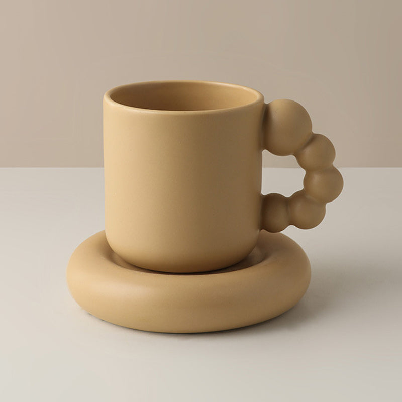Bubbly Curvy Ceramic Mug with coaster, 300 ml