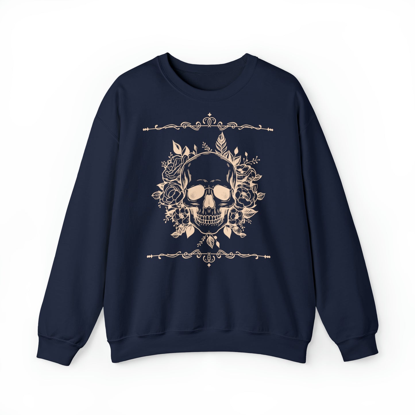 Unisex Vintage Skull Heavy Blend Crewneck Sweatshirt blue