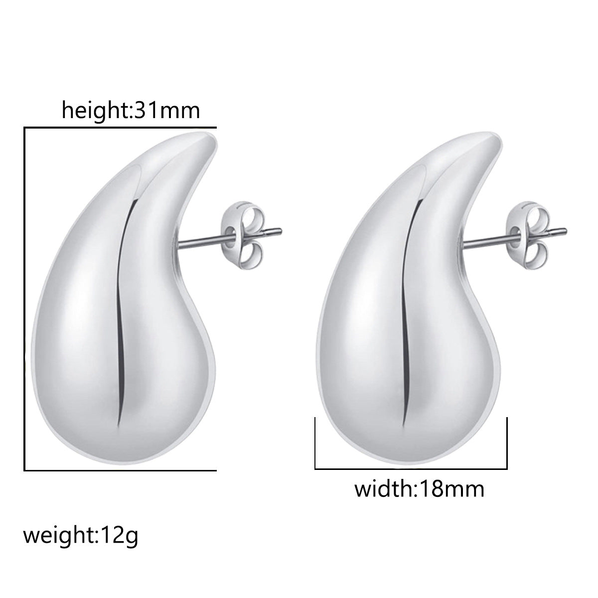Women's Stainless Steel Chubby Water Drop Earrings