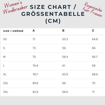 Custom Design Outfit Combo - Women's Windbreaker Size Guide