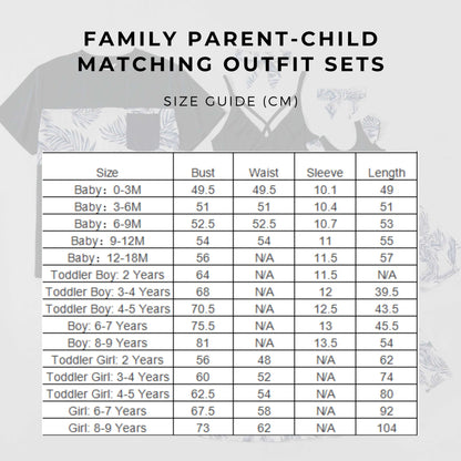 Family Parent-child Matching Outfit Sets size
