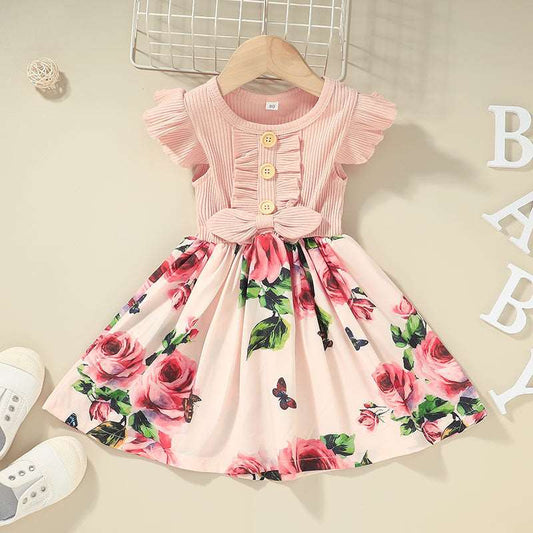 Baby Girl Vintage Bow Floral Dress