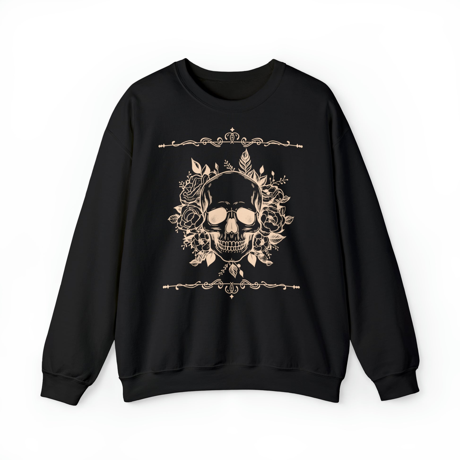 Unisex Vintage Skull Heavy Blend Crewneck Sweatshirt black