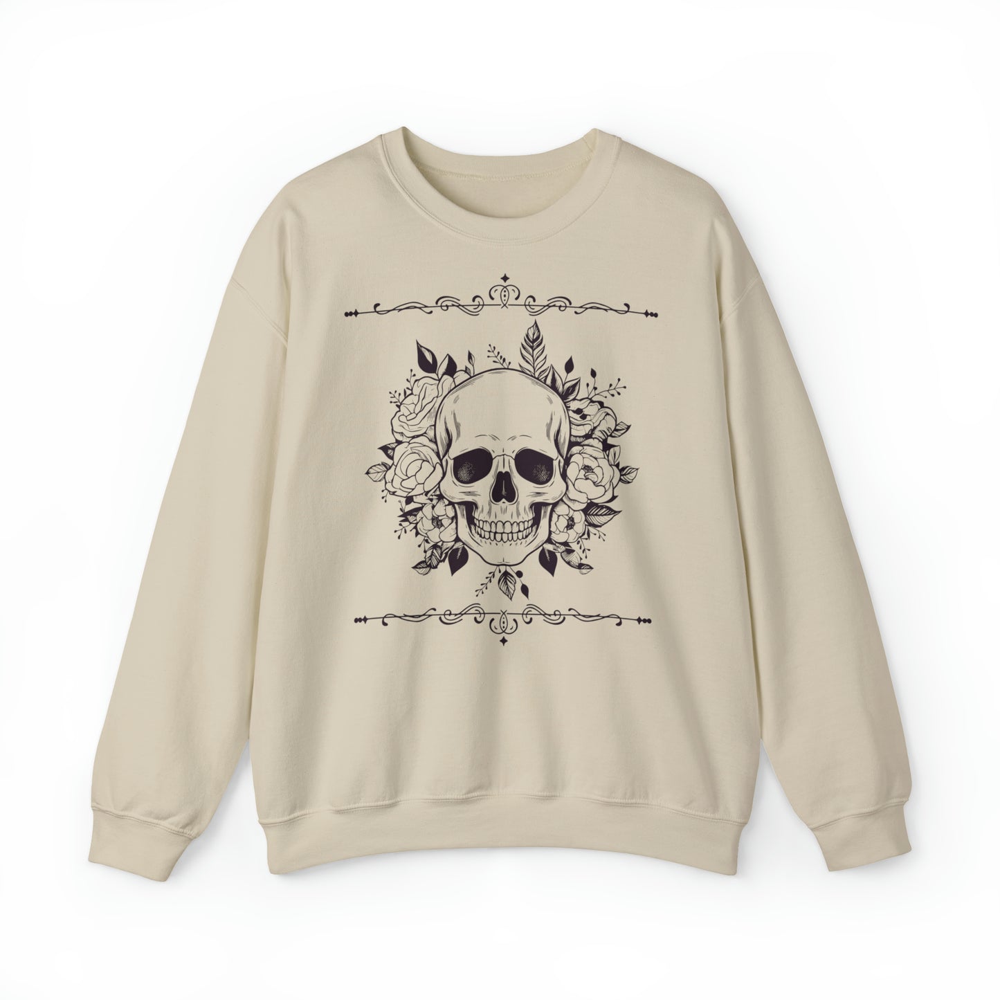 Unisex Vintage Skull Heavy Blend Crewneck Sweatshirt sand front