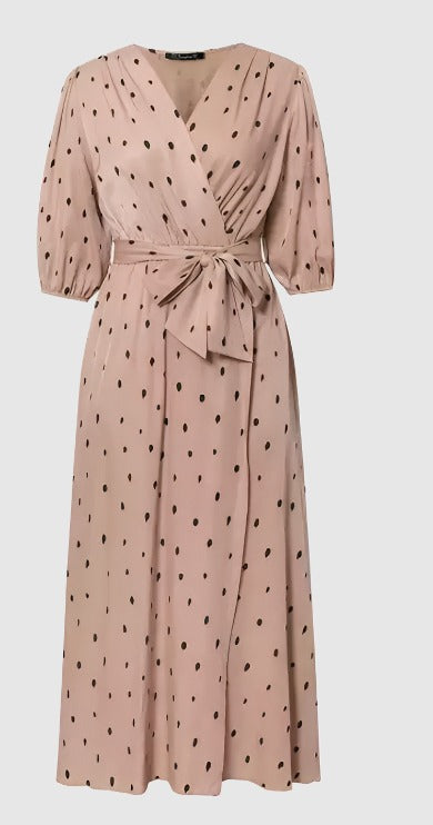 Women's Elegant Polka Dot Puff Sleeve Dress