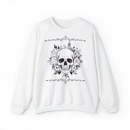 Unisex Vintage Skull Heavy Blend Crewneck Sweatshirt white front