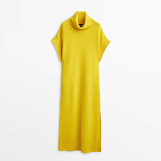 Women's High Collar Sleeveless Knitted Dress