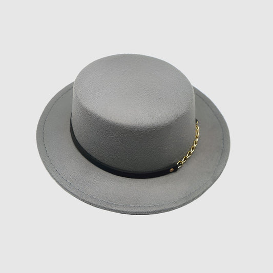 Unisex Solid Color Retro British Style Flat Top Hat