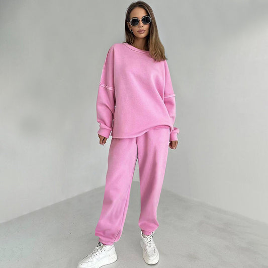 Women's Basics - Oversized Sweatshirt and Pencil Pants Two-piece Outfit Set