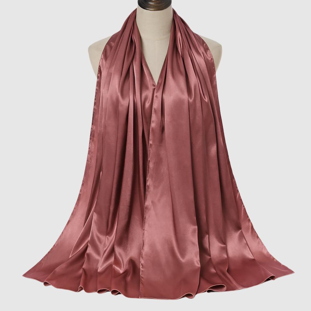 Women's Elegant Pure Color Pearl Satin Scarf