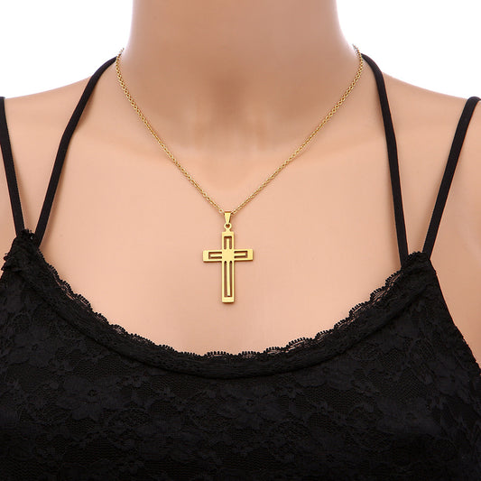 Unisex-Halskette mit Kreuzanhänger aus Edelstahl
