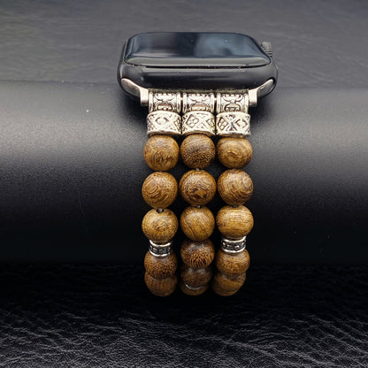 Armband aus massiven Holzperlen für die Apple Watch