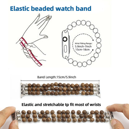 Armband aus massiven Holzperlen für die Apple Watch