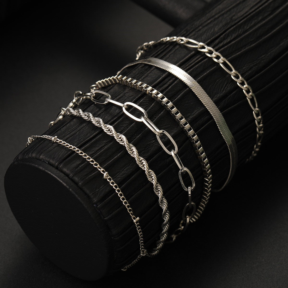Unisex Simple Metal Multi-layer Six-piece Bracelet Set