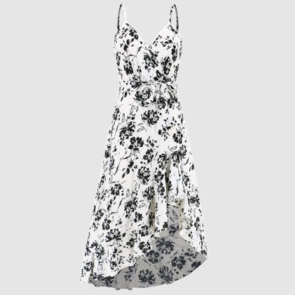 Women's Irregular Cut Floral Strap Dress