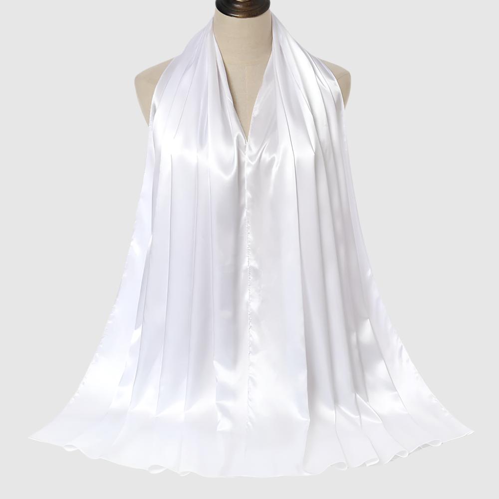 Women's Elegant Pure Color Pearl Satin Scarf