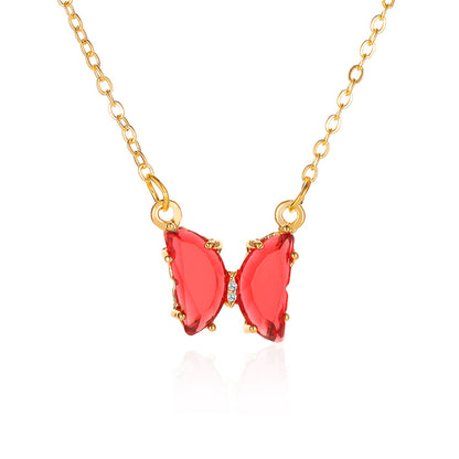 Women's Glass Crystal Butterfly Necklace
