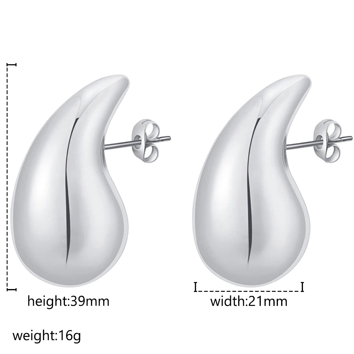 Women's Stainless Steel Chubby Water Drop Earrings