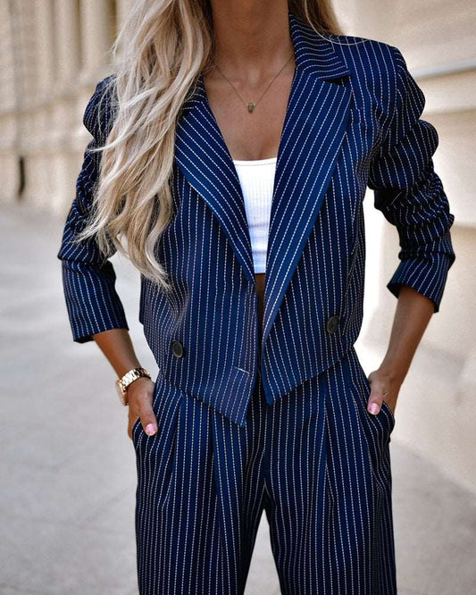 Women's Fashion Straight Pants and Jacket Outfit Set
