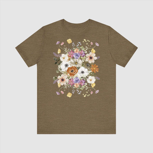 Unisex Botanical Wildflowers Cottagecore Style Jersey Short Sleeve Tee