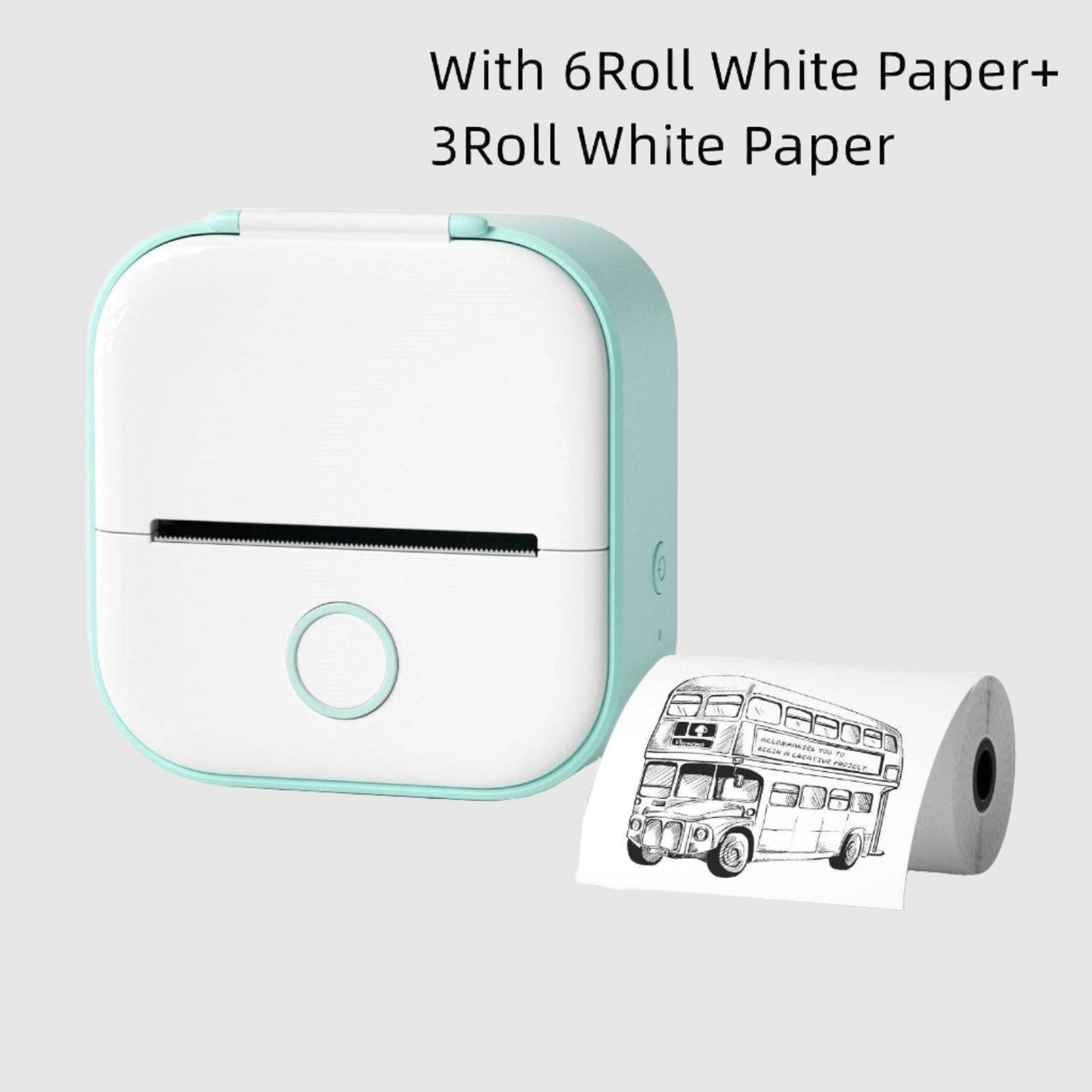 Mini Pocket Small Portable Bluetooth Cell Phone Label Thermal Printer green with paper