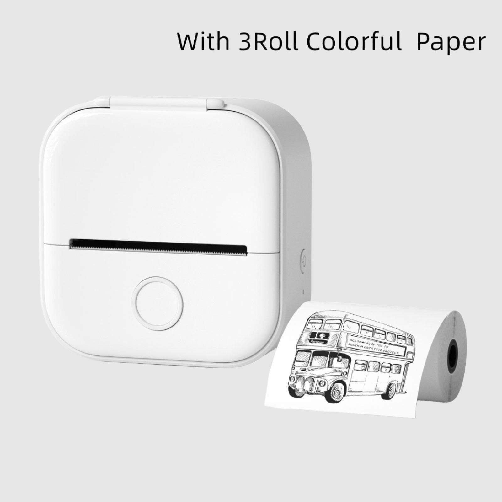 Mini Pocket Small Portable Bluetooth Cell Phone Label Thermal Printer white with paper