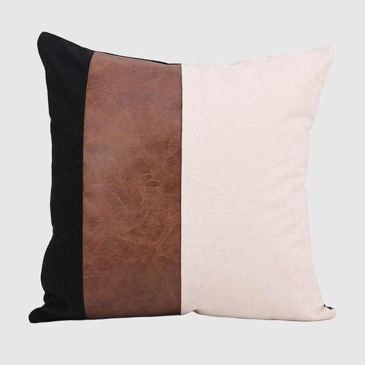 Fashion PU Leather Black Canvas Pillow Cover (NO INSERT PILLOW)