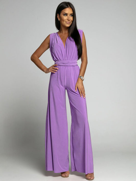 Women's Deep V-neck Sleeveless and Backless One-piece Jumpsuit