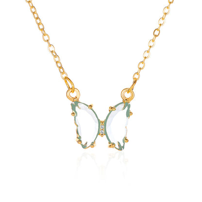 Women's Glass Crystal Butterfly Necklace