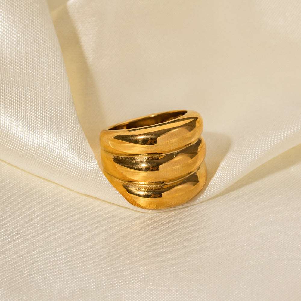 Women's 18K Gold Stainless Steel Three-layer Closed Ring