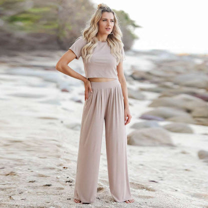 Women's Top and Pants Two-piece Outfit Set