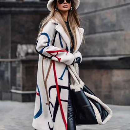 Women's Long-sleeved Lapel Collar Mid-length Woolen Coat