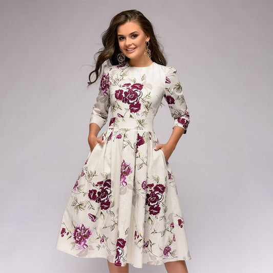 Women's A- Line Vintage Floral Dress
