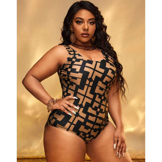 Women's Elegant Abstract Graphics Patchwork Print One-piece Swimsuit