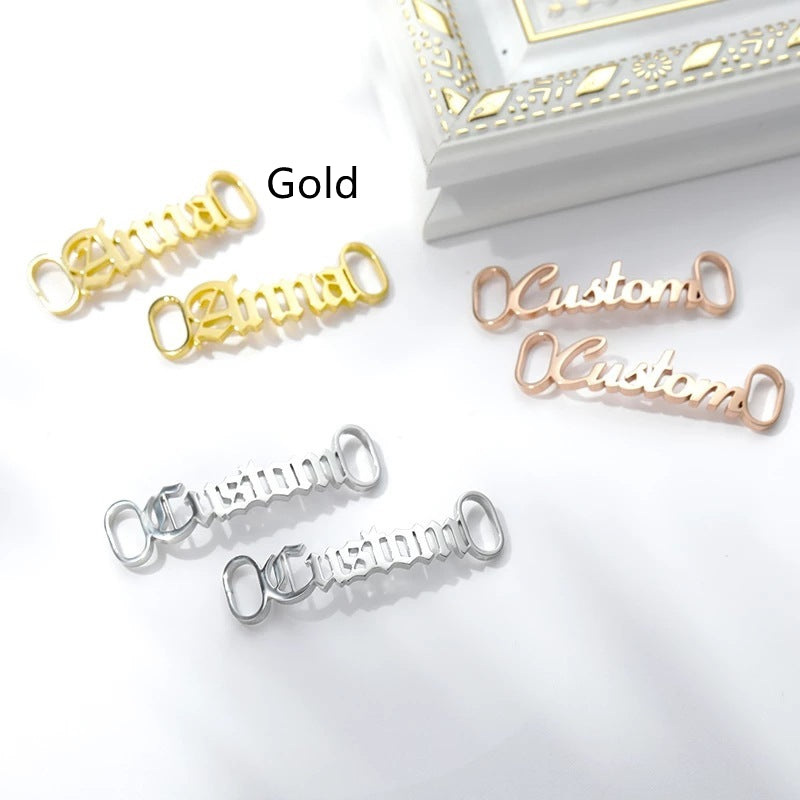 Personalized Shoes Stainless Steel Name Buckle Gold