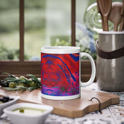 Abstract Modern Design Mug in the kitchen on a cutting board