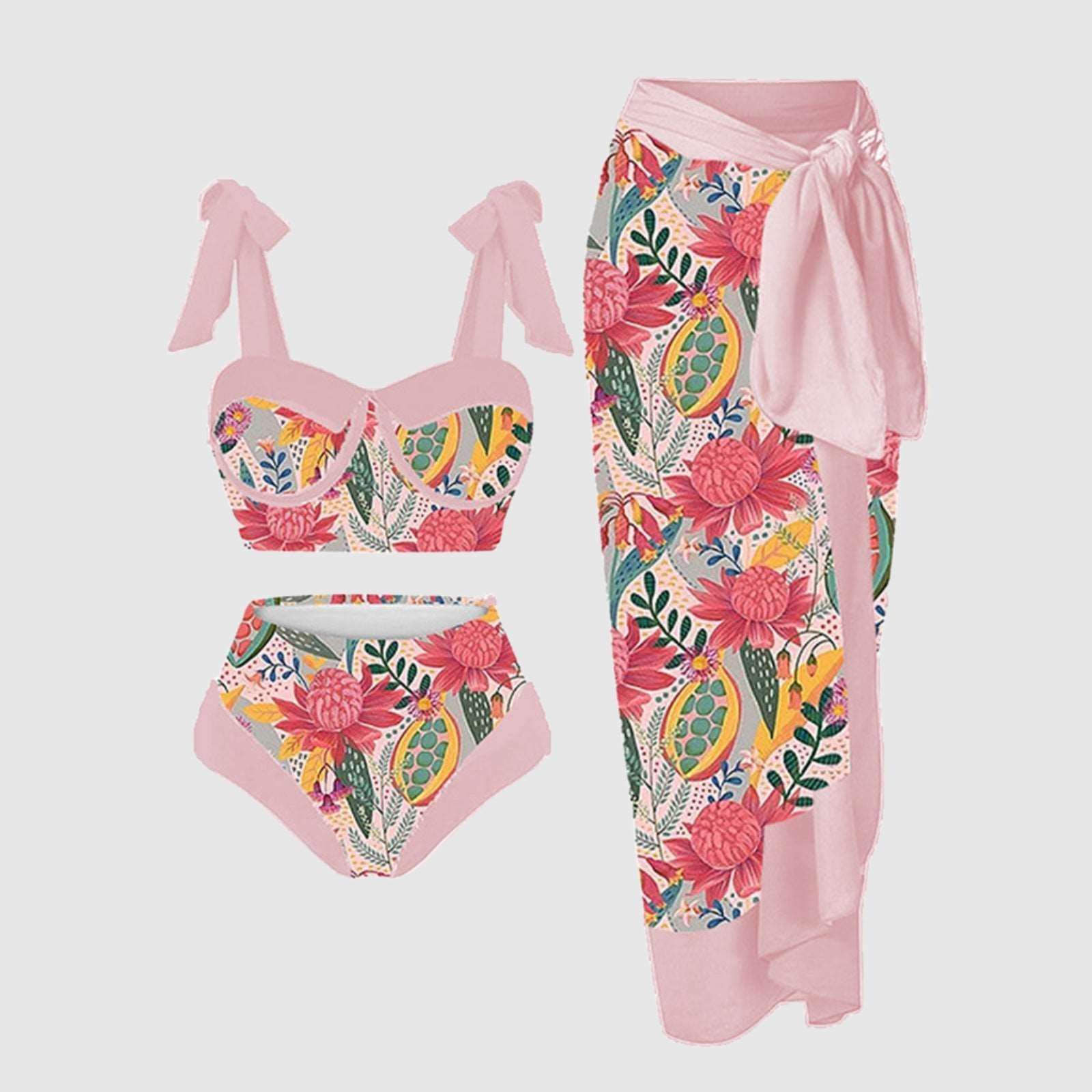 Women's Two-piece Swimsuit and Cover Scarf Set