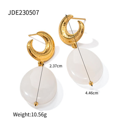 Women's Elegant Oval Crescent Earrings