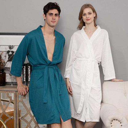 Couple Matching Robes white and cyan