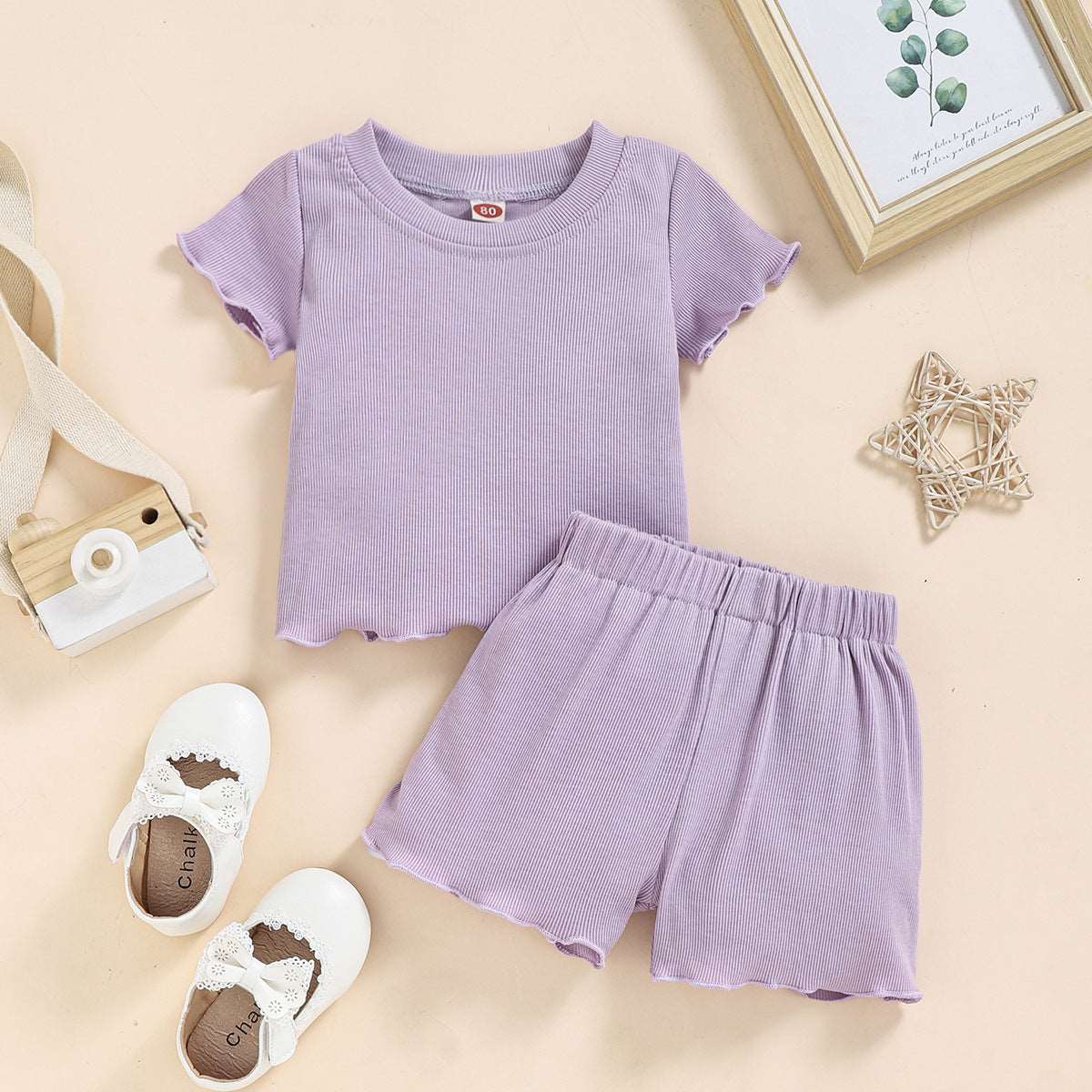 Girls Comfortable T-shirt and Shorts Outfit Set