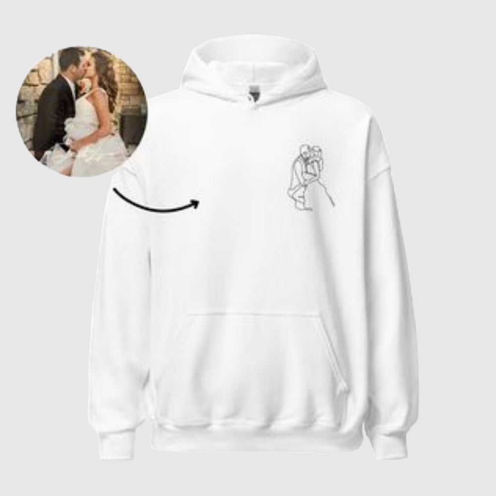 Unisex Photo Embroidered Hoodie With Long Sleeves And Loose Fit