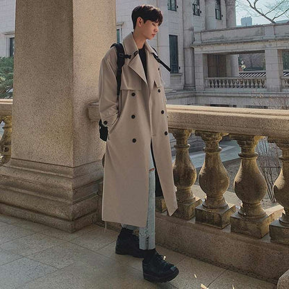 Men's Mid-length Loose Double-breasted Trench Coat