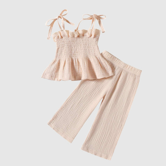 Baby Girl Solid Color Two-piece Outfit Set
